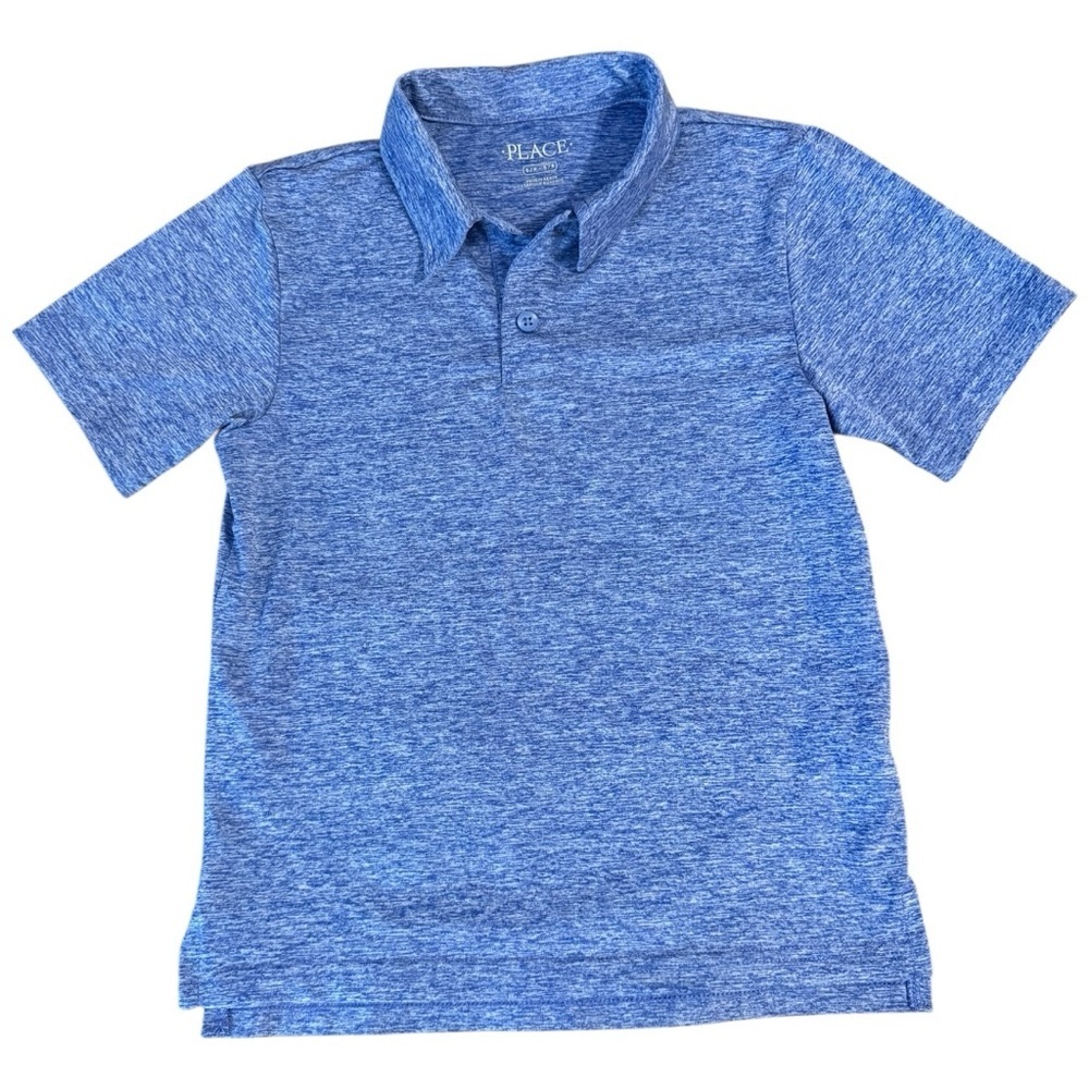 The Children’s Place Boys Blue Heathered Polo Shirt Size 5/6 Short Sleeve - Picture 1 of 4